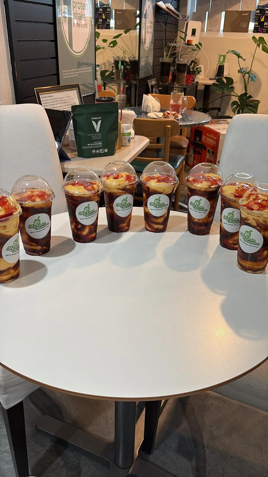 A batch of mangoneadas ready for pickup at My Casa Nutrition